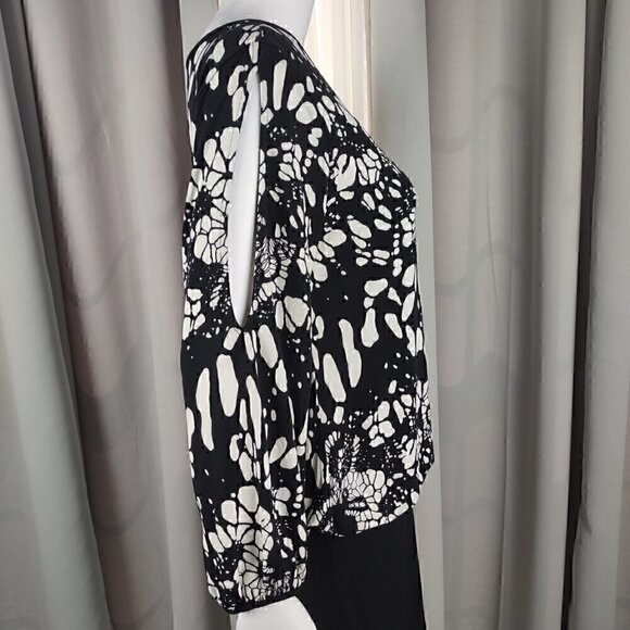 Nicole by Nicole Miller Black And White Open Shoulder/Arm One Piece Dress Size M - Picture 3 of 11
